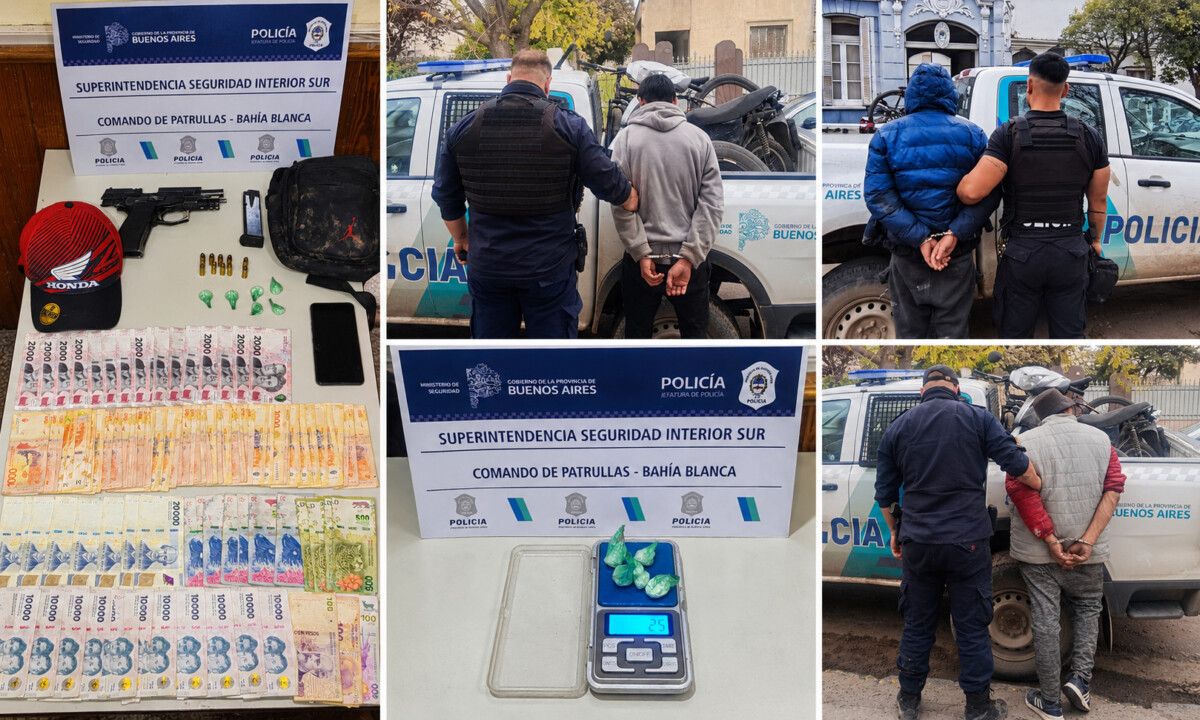 Detienen a tres por robo y secuestran armas y drogas en Bahía Blanca